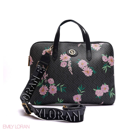 MONOGRAM LAPTOP BAG WITH LOGO WEBBING STRAP