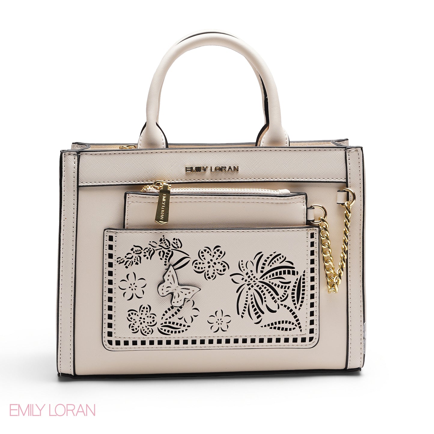 CHIC LASER CUTOUT TOP HANDLE BAG