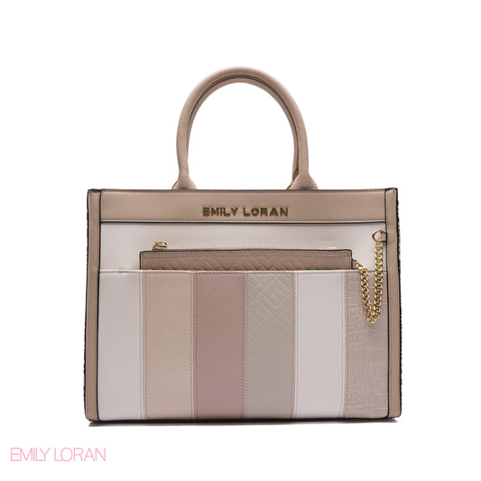 MULTI-TEXTURED PANELLED HANDBAG SET