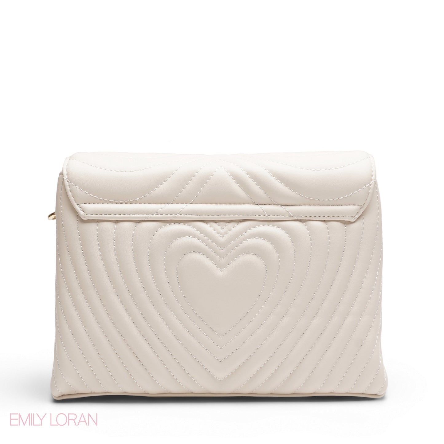 CREAM EMILY EMBOSSED LOGO TRAPEZE  BAG - MED