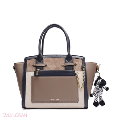 ELEGANT STRUCTURE TOTE BAG WITH ZEBRA CHARM - LARGE