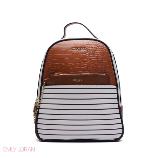 BACK BAG  STRIPPED PRINT AND CROC LEATHER