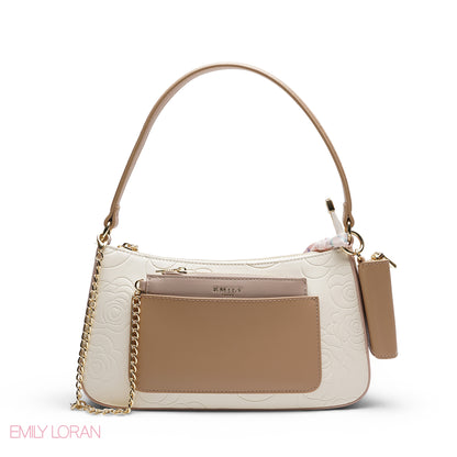 ELEGANT EMBOSSED SHOULDER BAG WITH POUCH