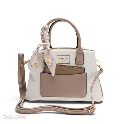 CHIC SATCHEL WITH POUCH AND SIGNATURE SCARF BAG