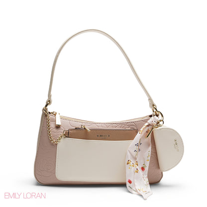 ELEGANT EMBOSSED SHOULDER BAG WITH POUCH