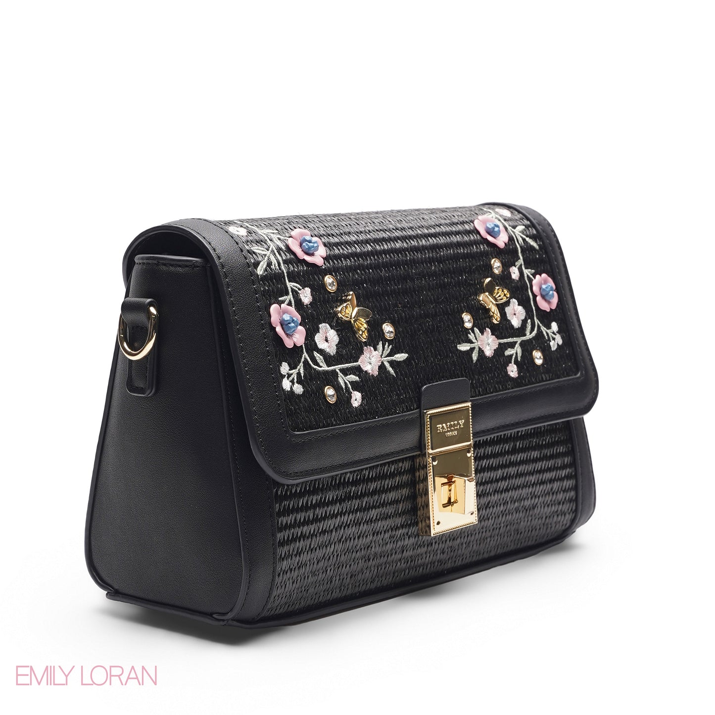 TEXTURED SCARF BLACK TOP HANDLE BAG - MED