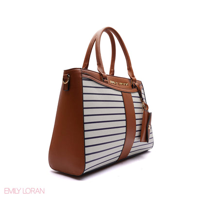 STRUCTURED PANEL TOTE BAG WITH SNAKESKIN TAG