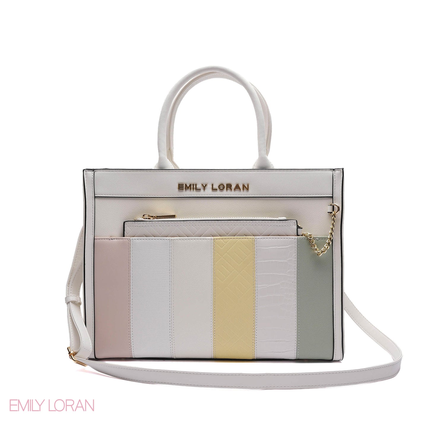 MULTI-TEXTURED PANELLED HANDBAG SET