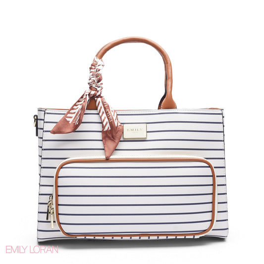 STRIPED WITH FRONT POCKET & SCARF - LARGE