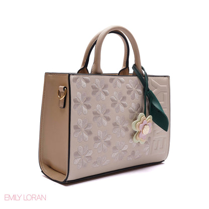 HANDBAG EMBOSSED BRAND DETAILING WITH CHARM - SMALL