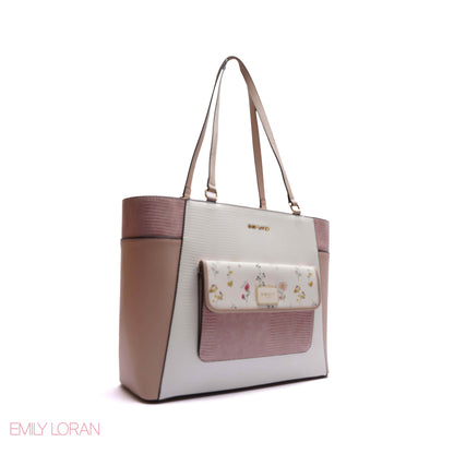 SHOULDER-BAG WITH FRONT POCKET AND FLOWER PRINT - LARGE