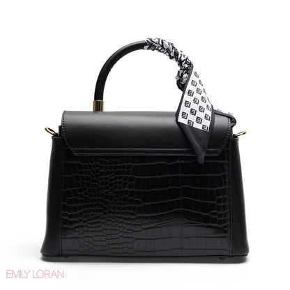 ELEGANT GEOMETRIC FLAP SATCHEL WITH BRAIDED HANDLE BAG