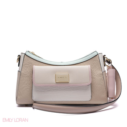 CROSS-BODYBAG CROC STRUCTURE WITH SIMPLE FLOWERS - SMALL
