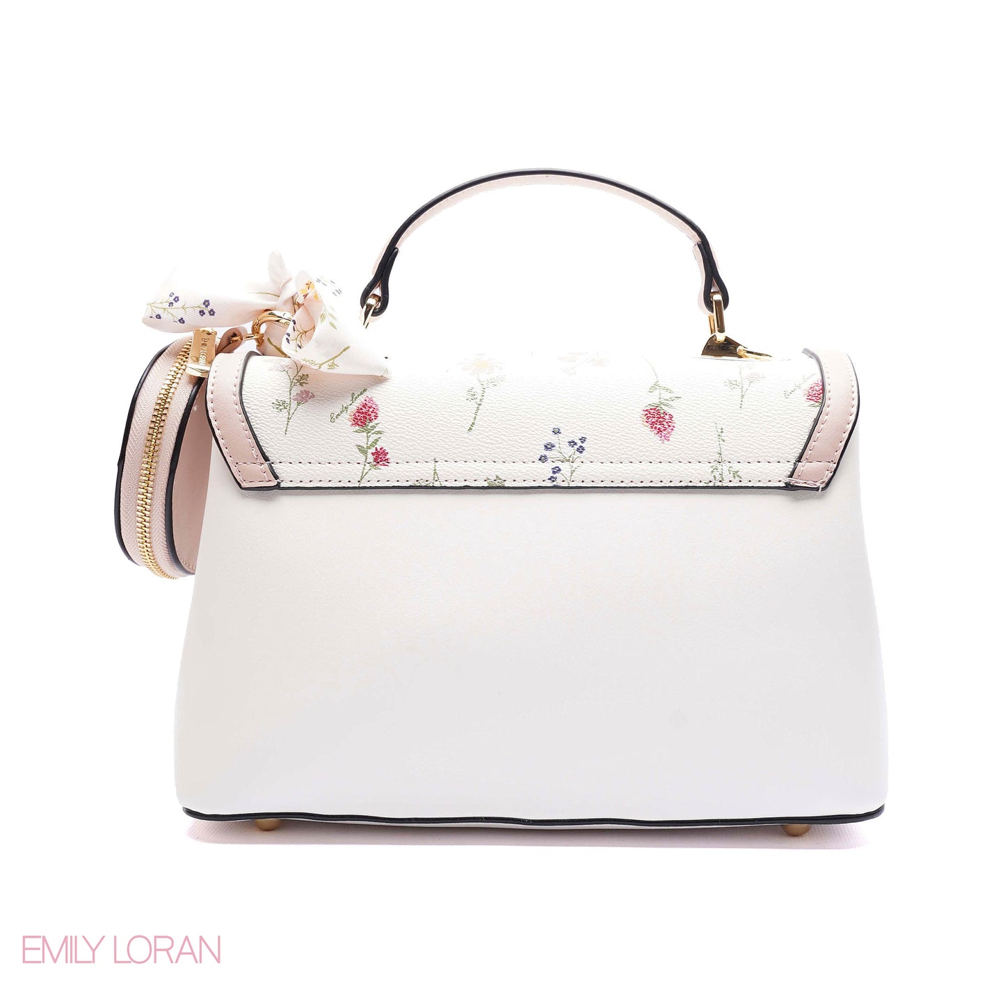 ELEGANT FLORAL TOP-HANDLE FLAP BAG
