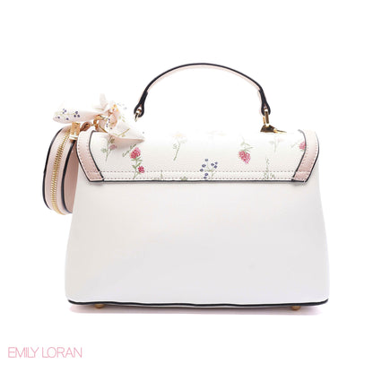 ELEGANT FLORAL TOP-HANDLE FLAP BAG