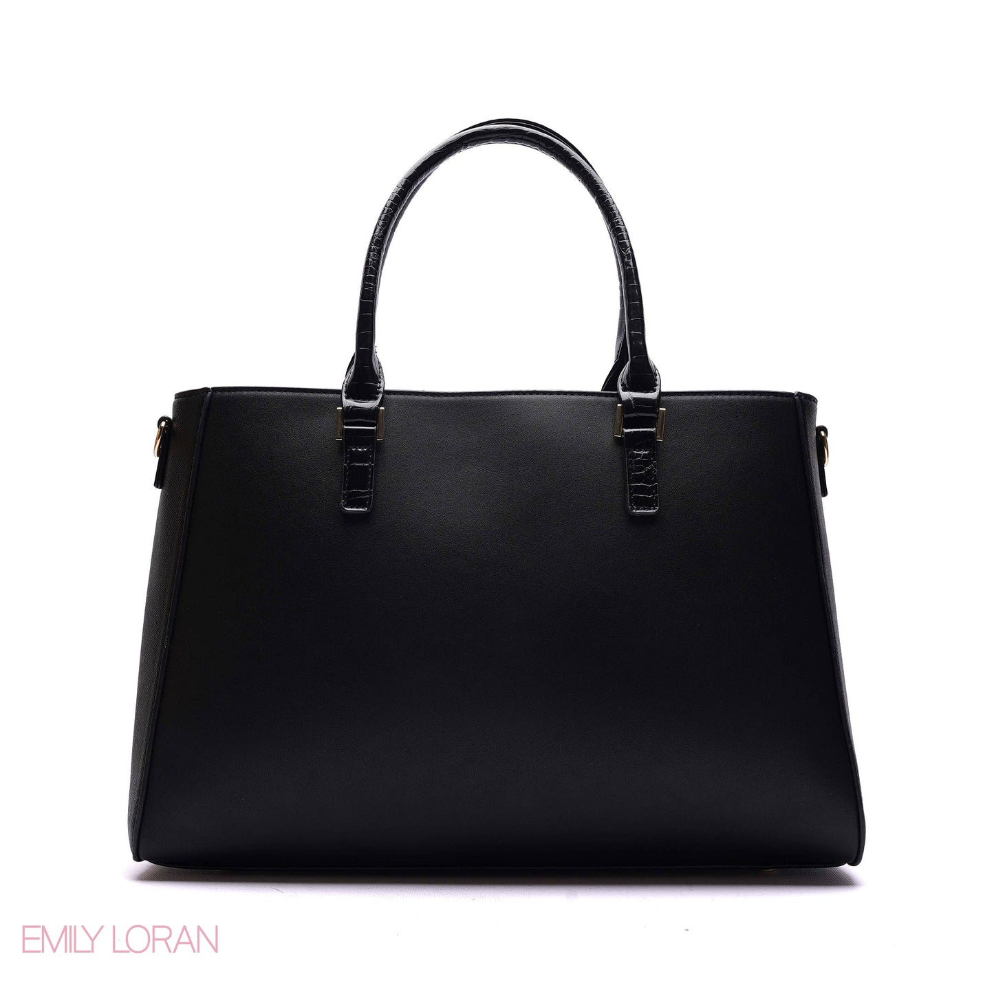 STRUCTURED PANEL TOTE BAG WITH SNAKESKIN TAG