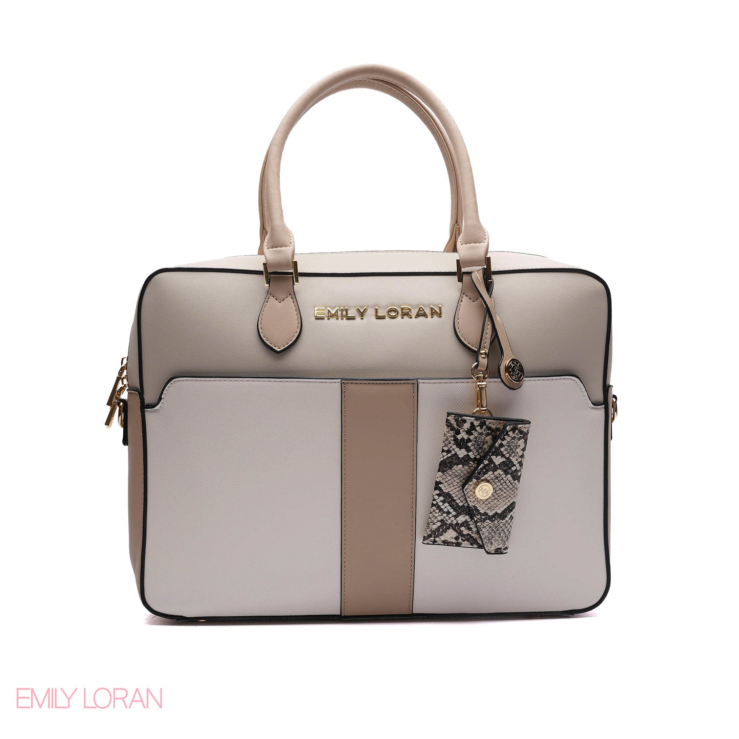 LAPTOP HANDBAG SNAKE PRINT WITH POUCH- LARGE