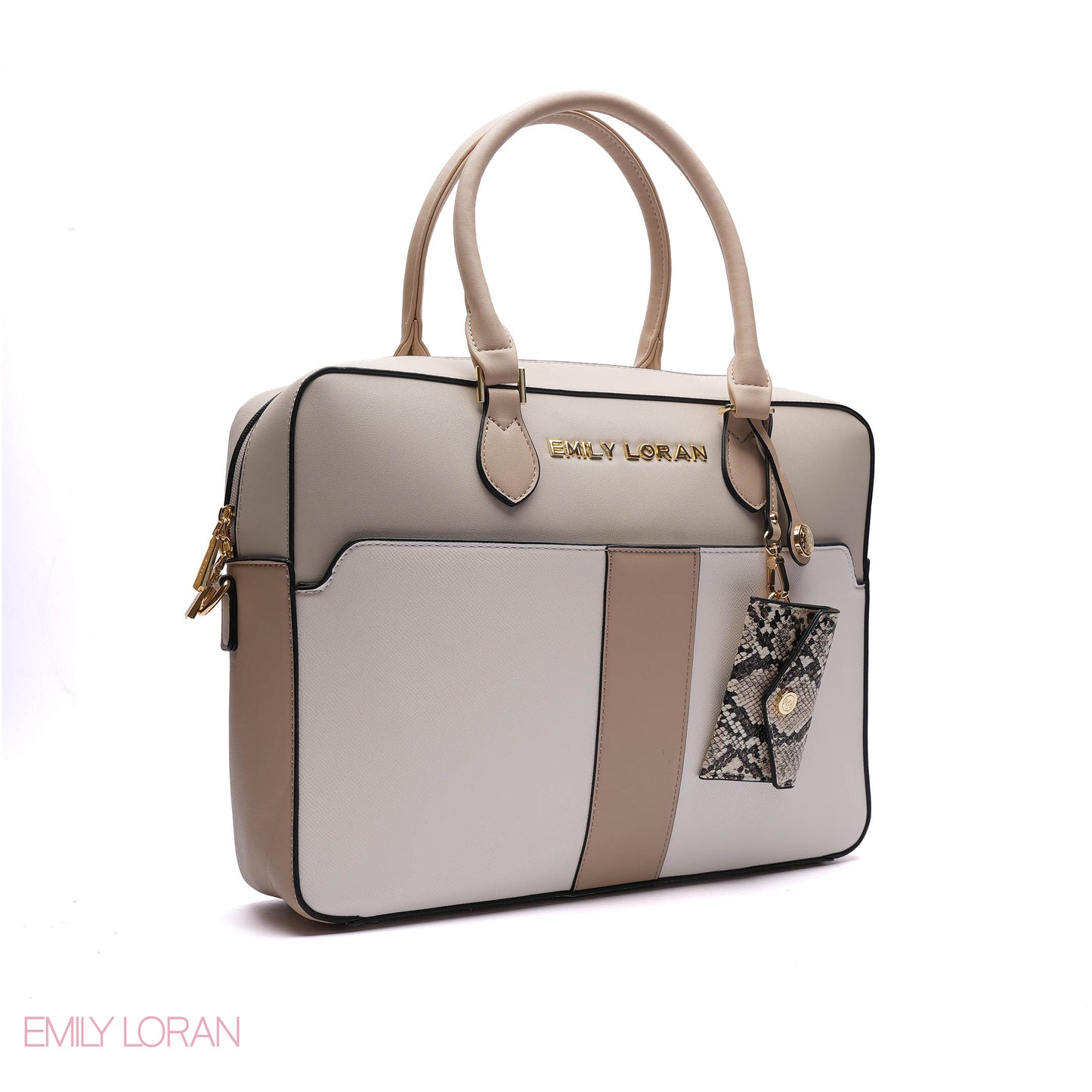 LAPTOP HANDBAG SNAKE PRINT WITH POUCH- LARGE