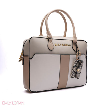 LAPTOP HANDBAG SNAKE PRINT WITH POUCH- LARGE