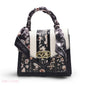 BLACK SATCHEL WITH FLORAL SCARF