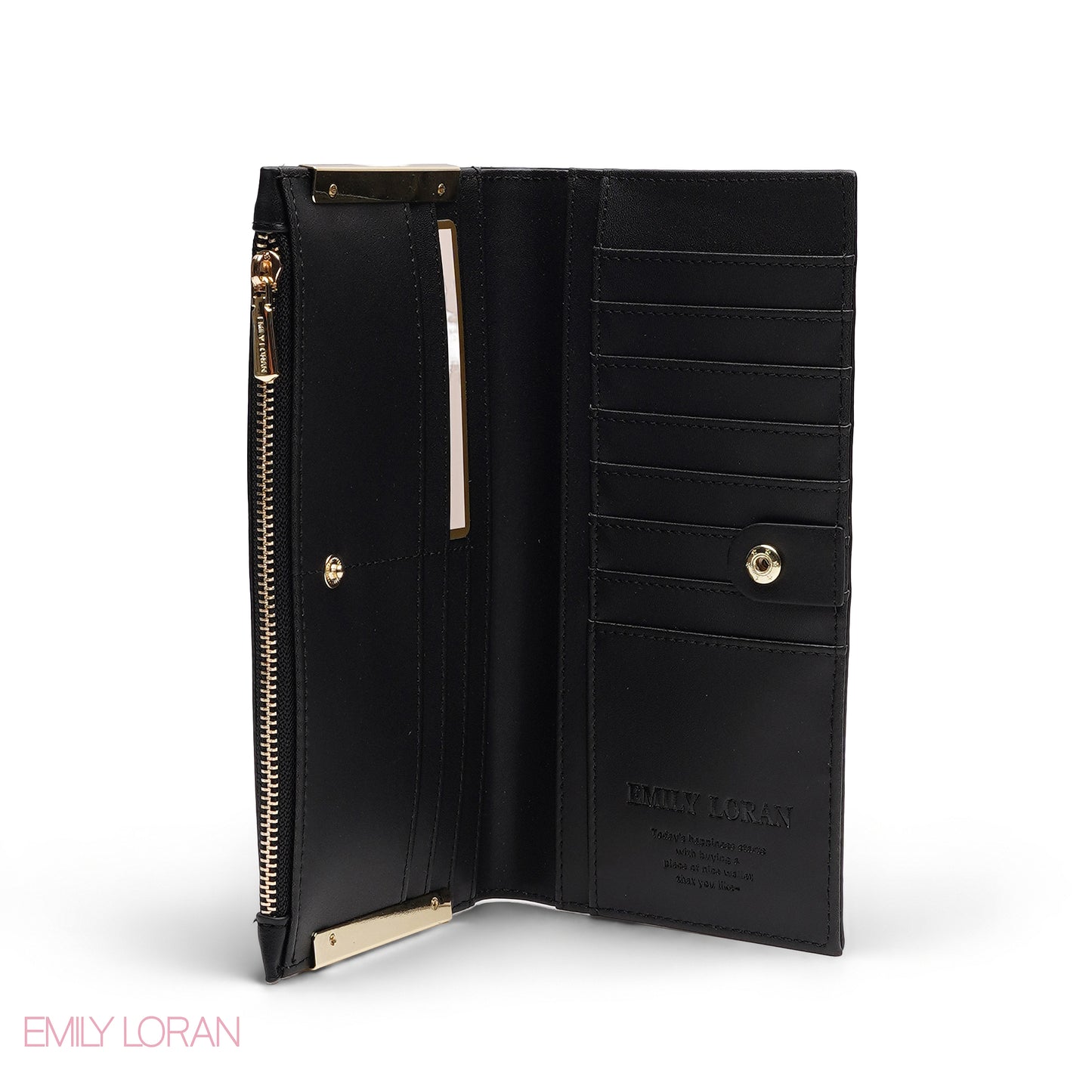 EMILY LORAN BLACK FLORAL EMBOSSED WALLET