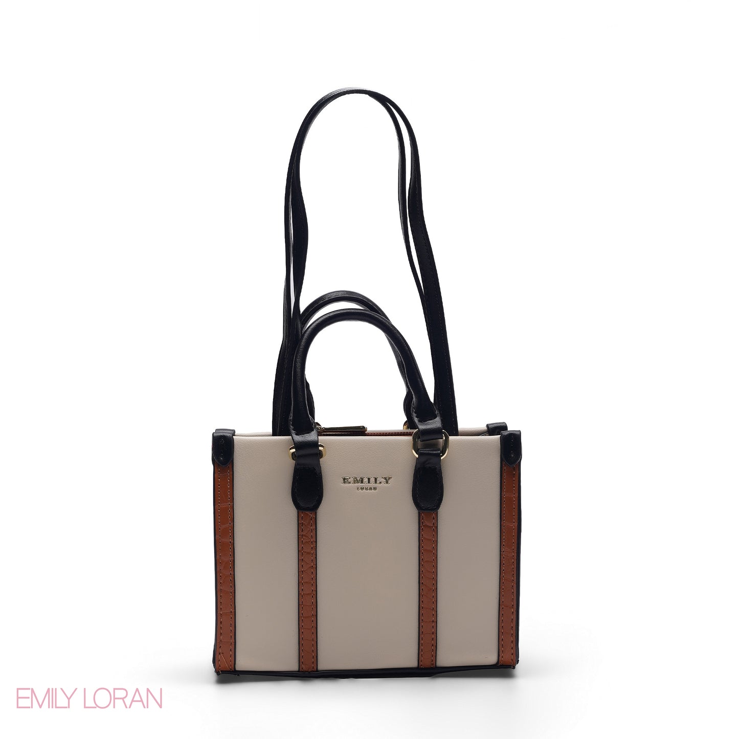 MINI BEIGE BAG WITH SNAKESKIN TRIM & GOLD CHAIN