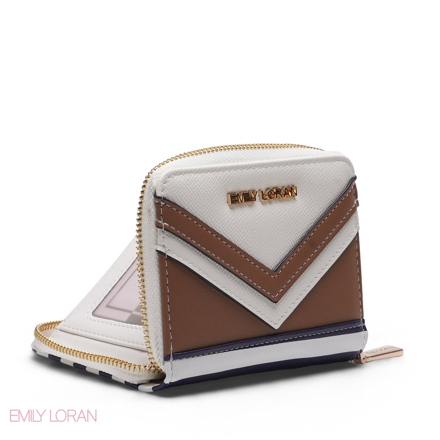 WHITE & TAN ZIP-AROUND WALLET