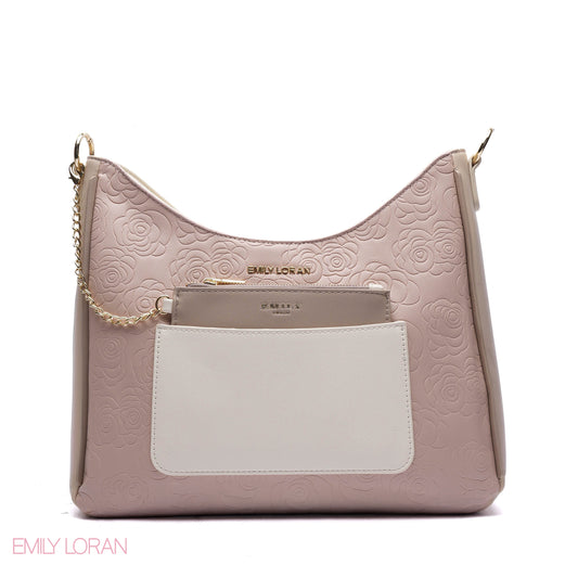 EMBOSSED ROSE SHOULDER BAG SET