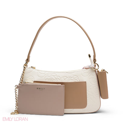 ELEGANT EMBOSSED SHOULDER BAG WITH POUCH