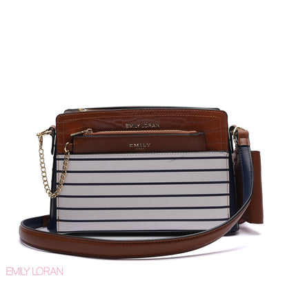 EMBOSSED FLORAL MULTI-TEXTURED CROSSBODY BAG