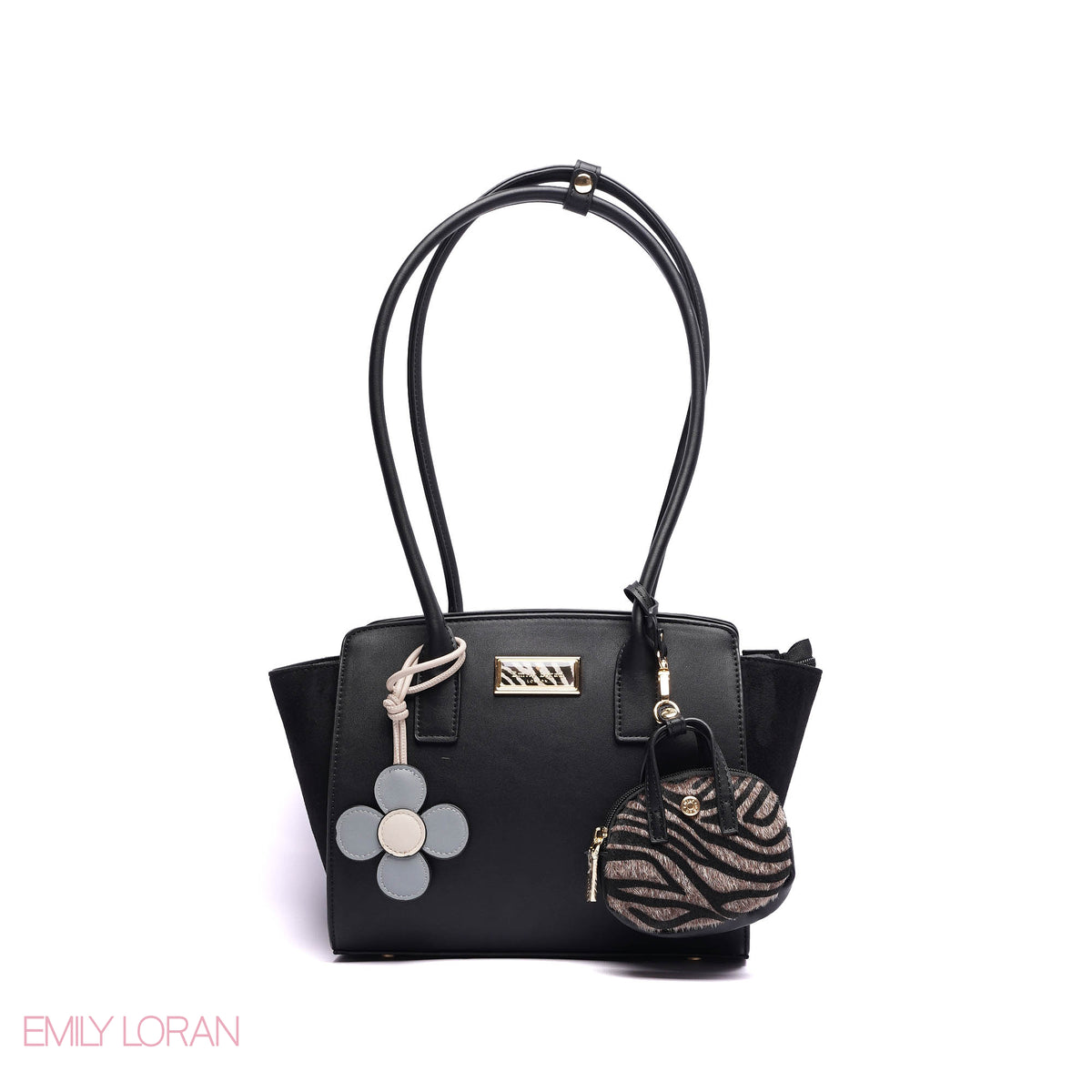 SHOULDER BAG SOFT LEATHER WITH SIMPLE CHARM AND TAGGER POUCH - MEDIUM