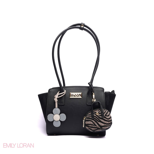 SHOULDER BAG SOFT LEATHER WITH SIMPLE CHARM AND TAGGER POUCH - MEDIUM