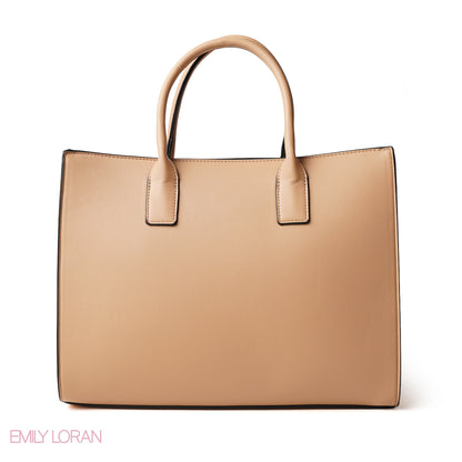 BEIGE  HANDBAG WITH CROCODILE PRINT - LARGE