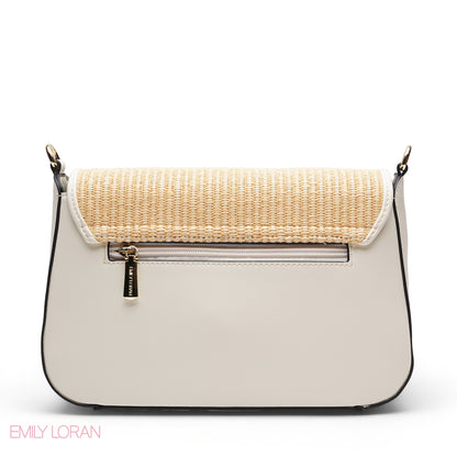 WHITE FLORAL FLAP CROSSBAG