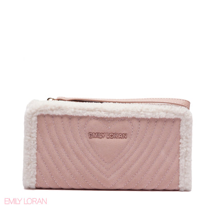 WALLET ROUNDED WITH FUR HEART DESIGN