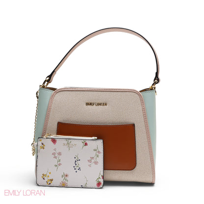 ELEGANT SATCHEL WITH FLORAL POUCH BAG