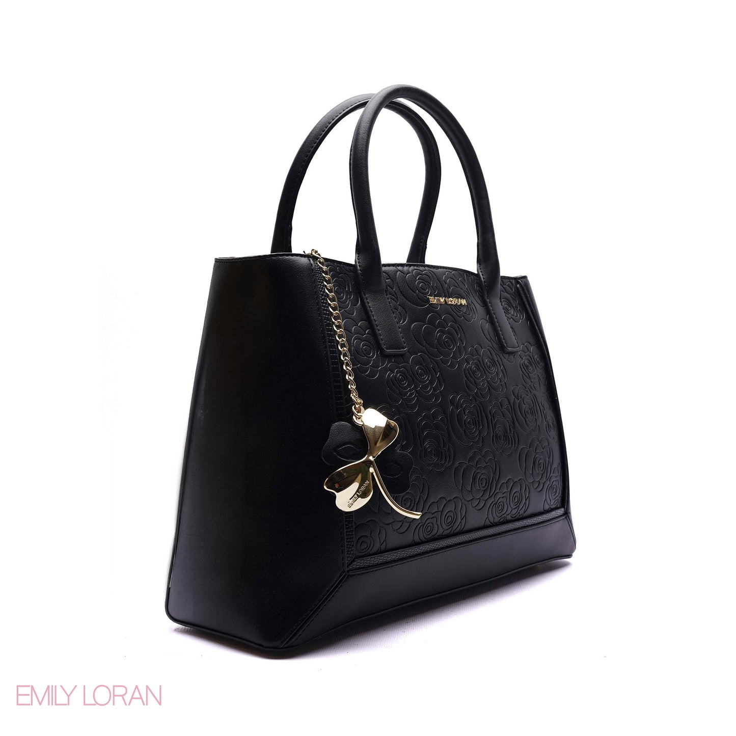 EMBOSSED FLORAL PANELLED SATCHEL BAG - LARGE