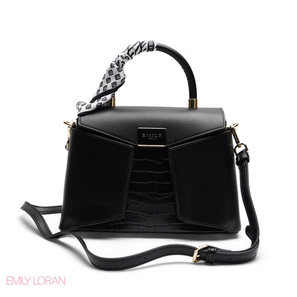 ELEGANT GEOMETRIC FLAP SATCHEL WITH BRAIDED HANDLE BAG