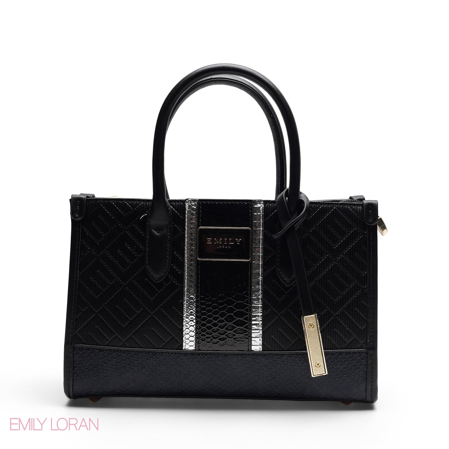 STRUCTURED TEXTURED PANEL TOP HANDLE TOTE BAG - SMALL