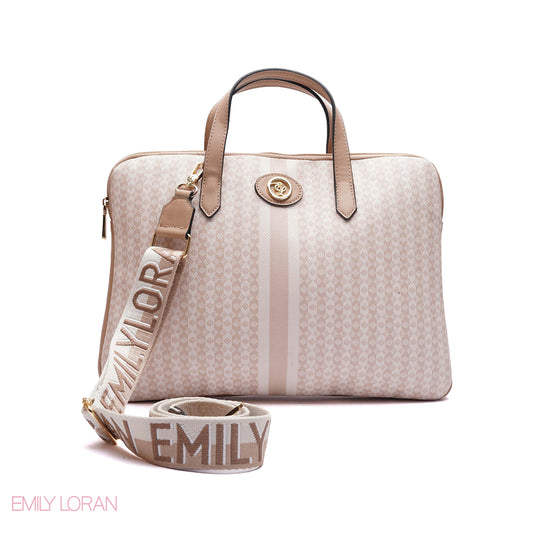 MONOGRAM LAPTOP BAG WITH LOGO WEBBING STRAP