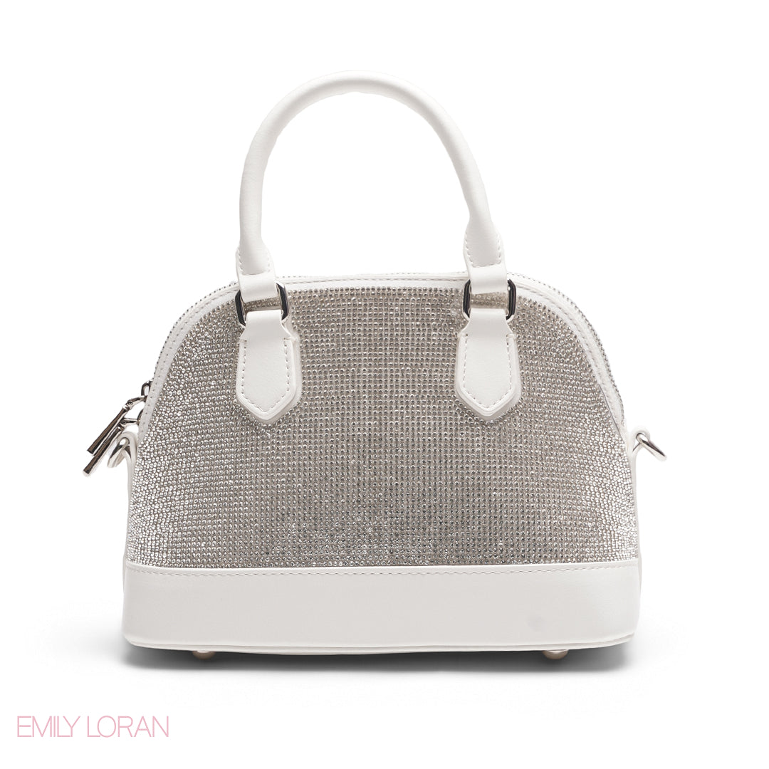 WHITE GLITTER DOME BAG