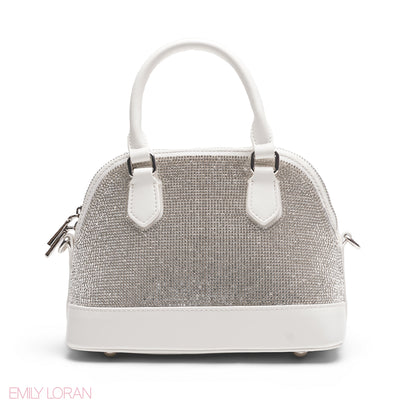 WHITE GLITTER DOME BAG