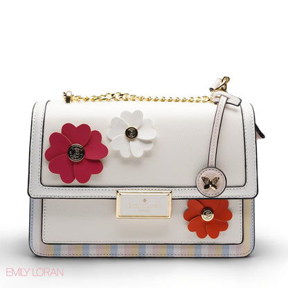 CHIC FLORAL EMBELLISHED CROSSBODY FLAP BAG