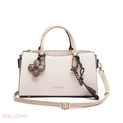 HANDBAG SOFT LEATHER SNAKE PRINT WITH SIMPLE TWO CHARM - SMALL