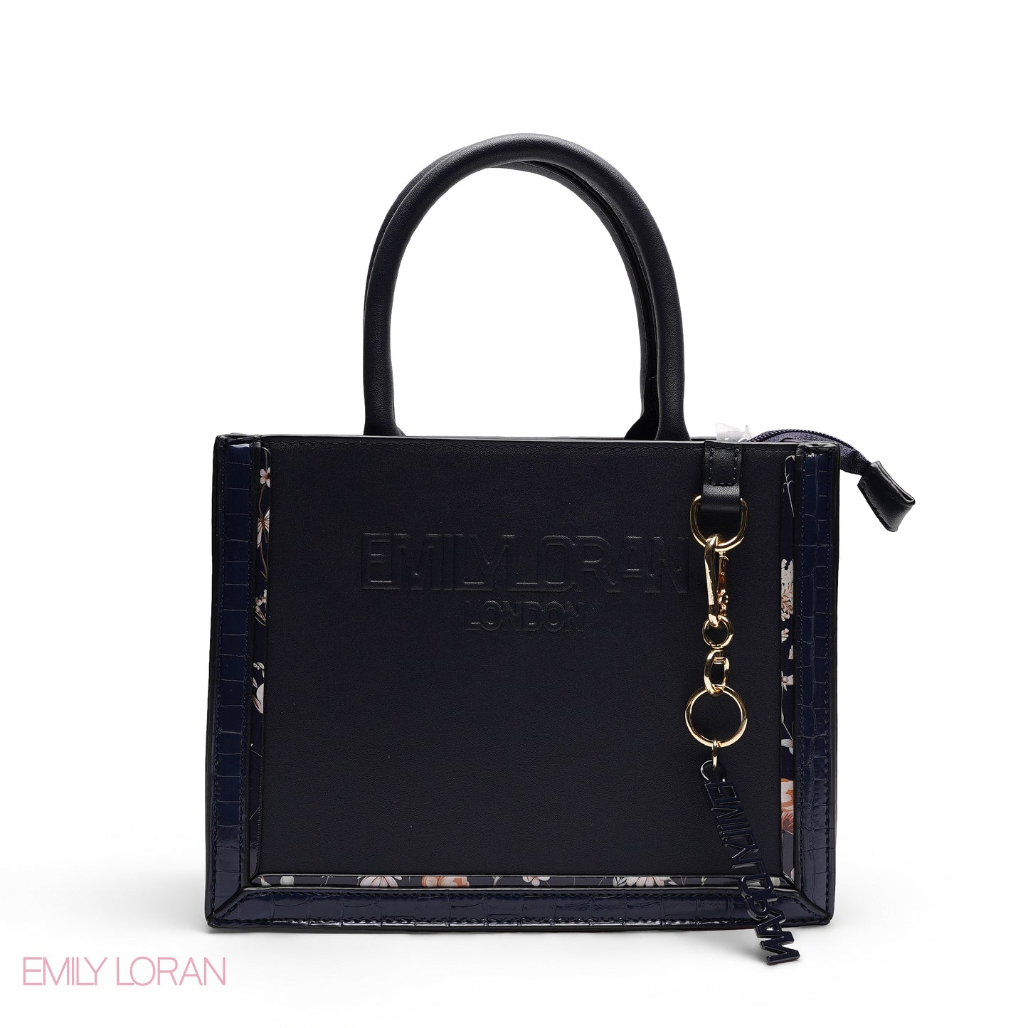 EMBOSSED LOGO SQUARE TOP HANDLE BAG