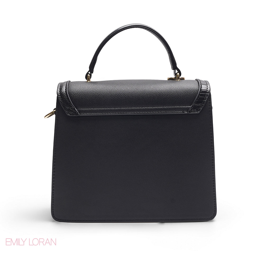 BLACK CROCODILE SATCHEL BAG