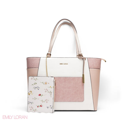 ELEGANT MULTI TEXTURED WITH FLORAL POUCH BAG