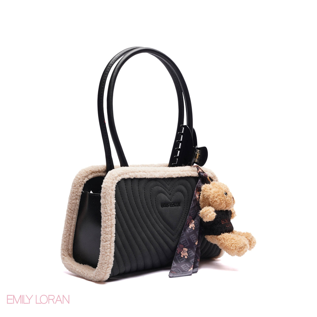 ELEGANT HANDBAG HREAT ENGRAVE WITH TEDDYBEAR CHARM - MEDIUM
