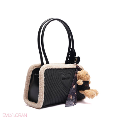 ELEGANT HANDBAG HREAT ENGRAVE WITH TEDDYBEAR CHARM - MEDIUM