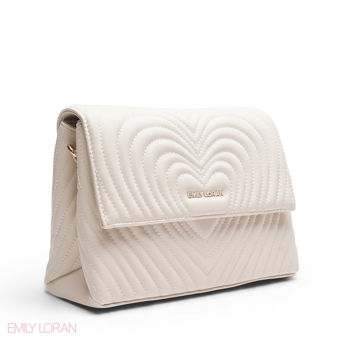 CREAM EMILY EMBOSSED LOGO TRAPEZE  BAG - MED